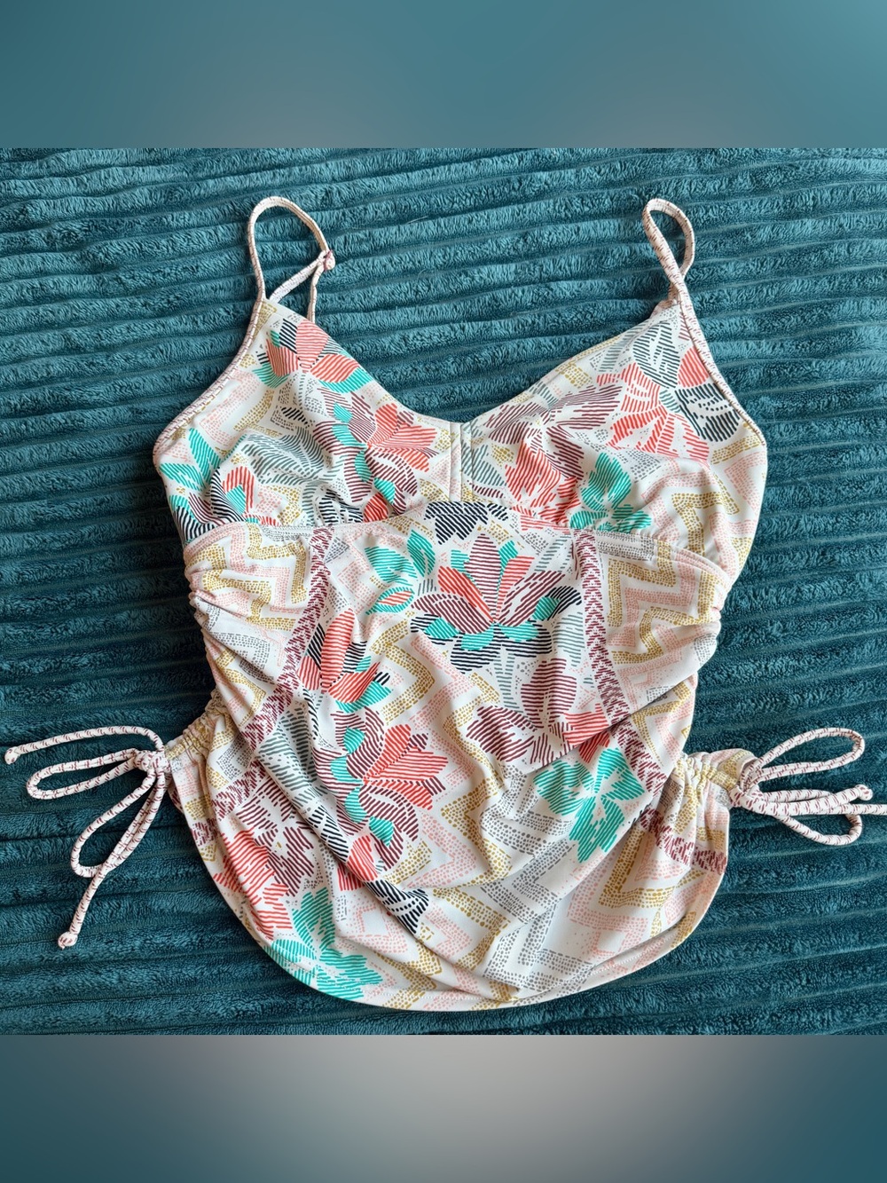 Prana cream boho swim top tankini tank size L